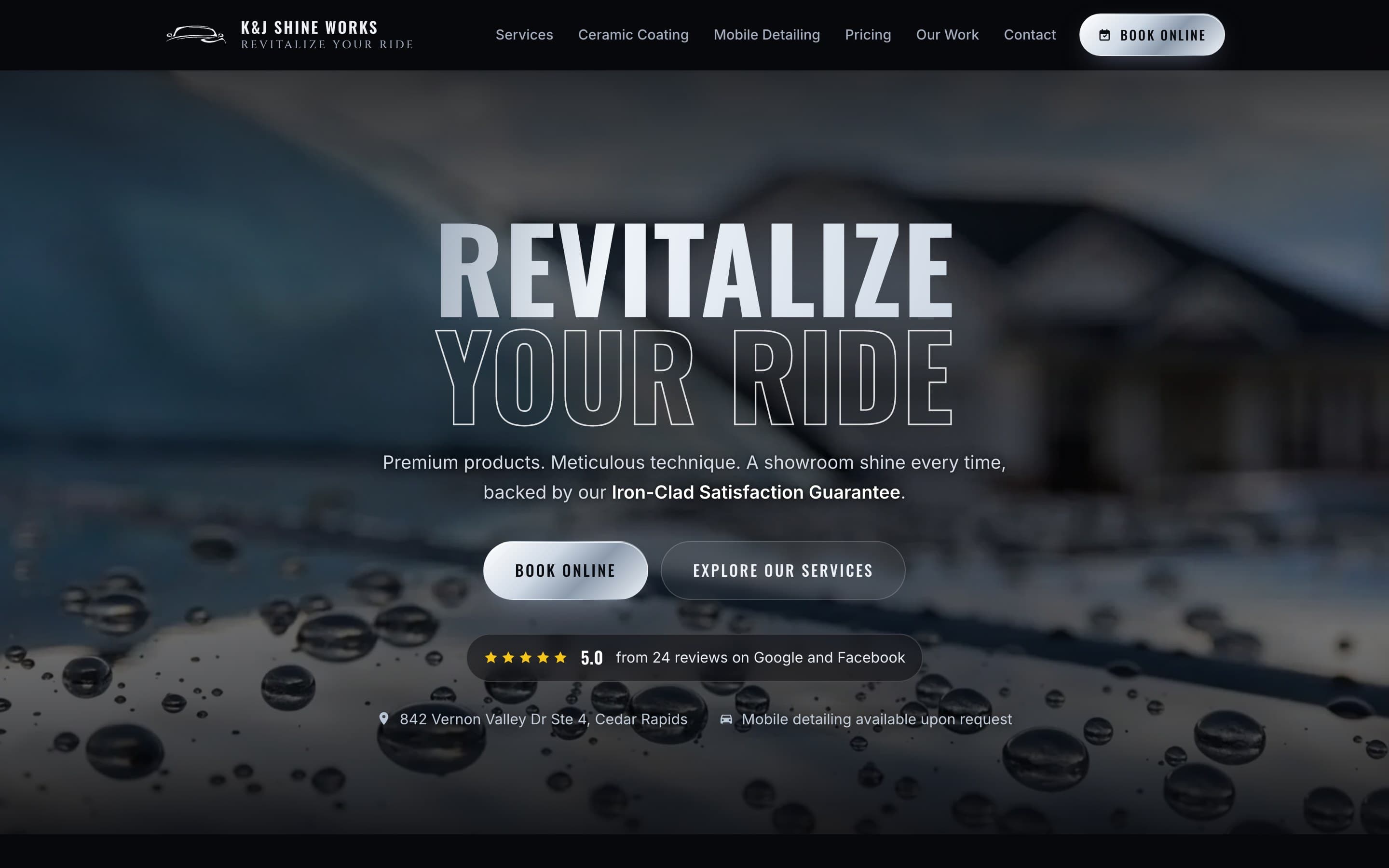 K&J Shine Works: Detailing in Cedar Rapids, booked online instead of by phone tag