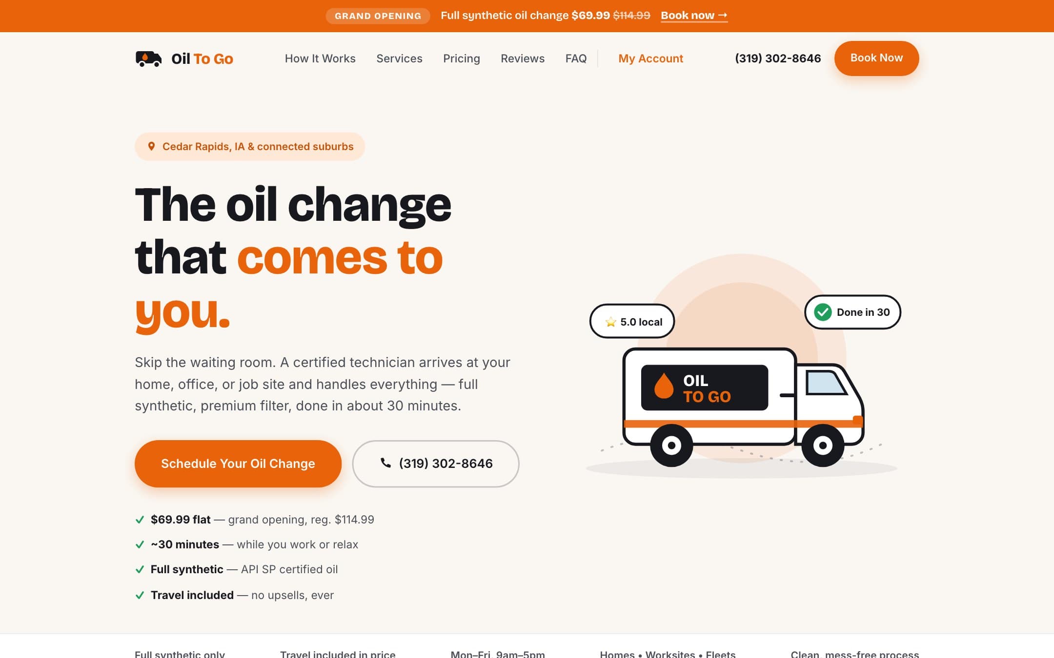 Oil To Go — Local service site with server-side ad tracking