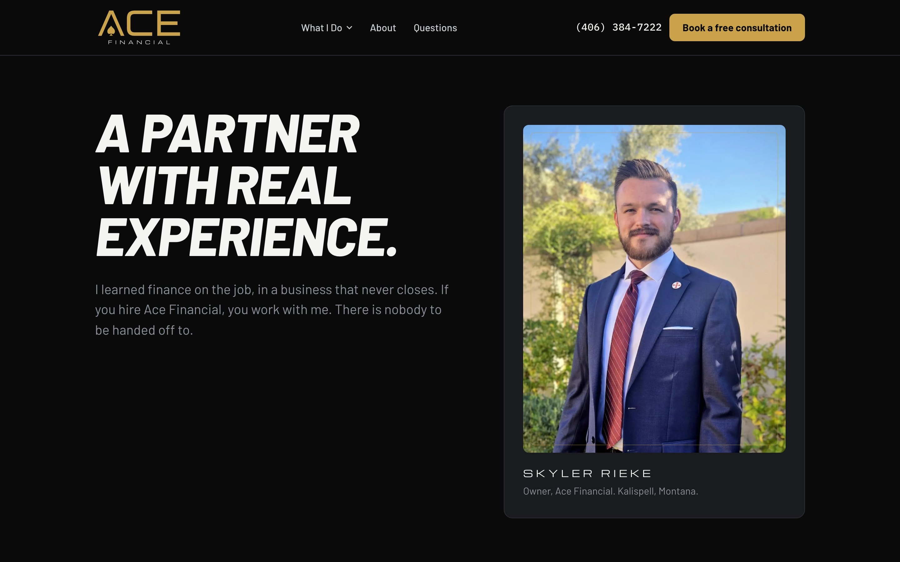The about page, with the owner's own photograph