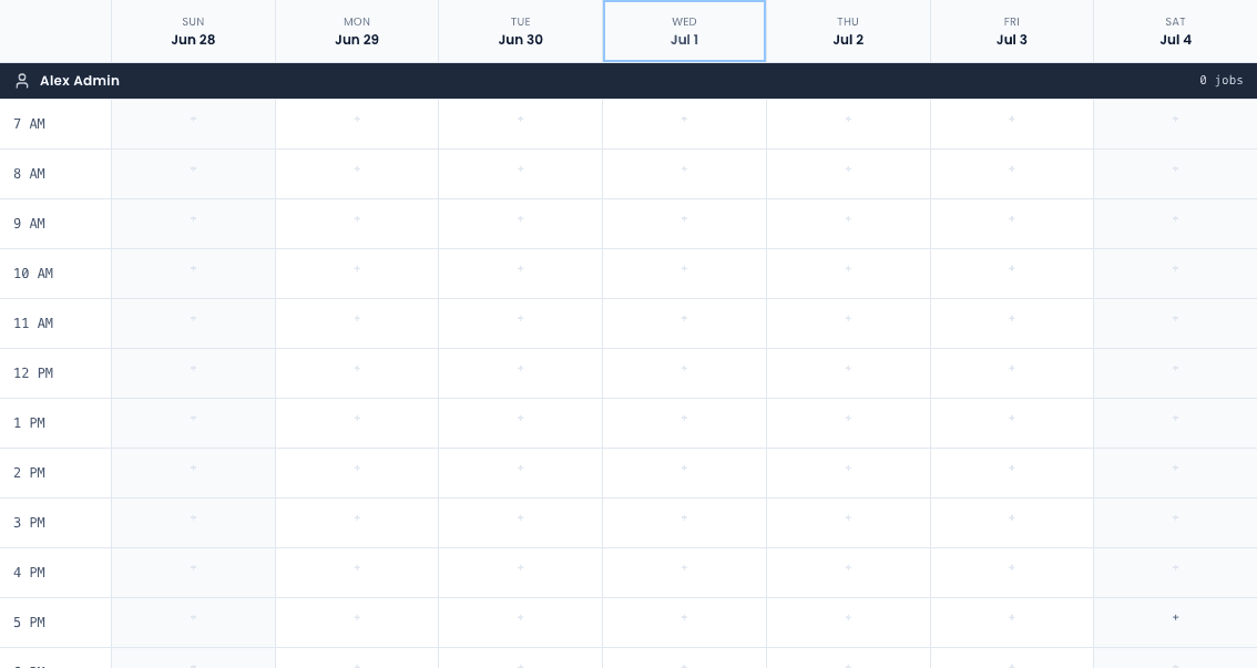 Dispatch grid for assigning work orders across the day