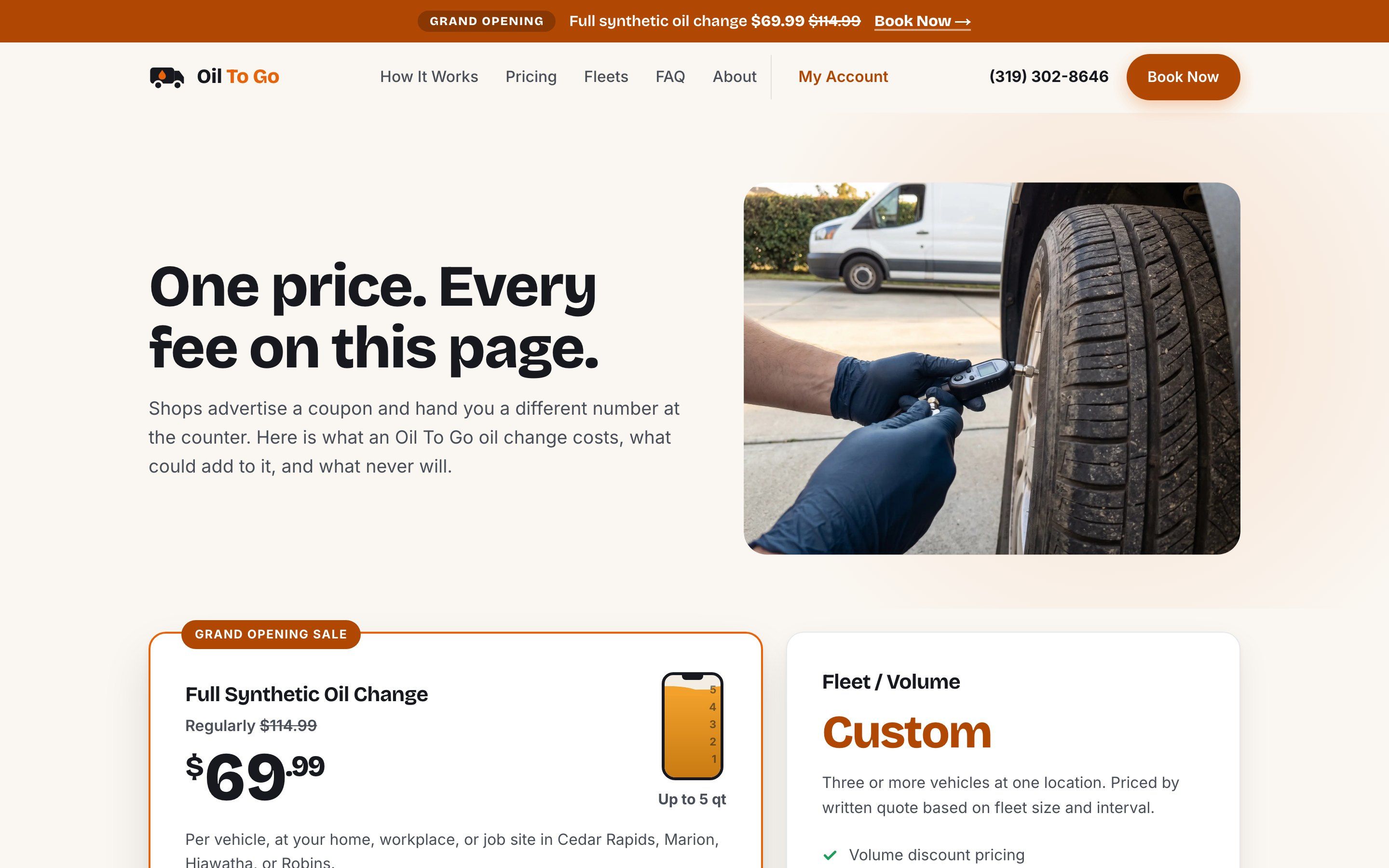 Pricing: one price, every fee on the page, and a jug that fills to the quarts included