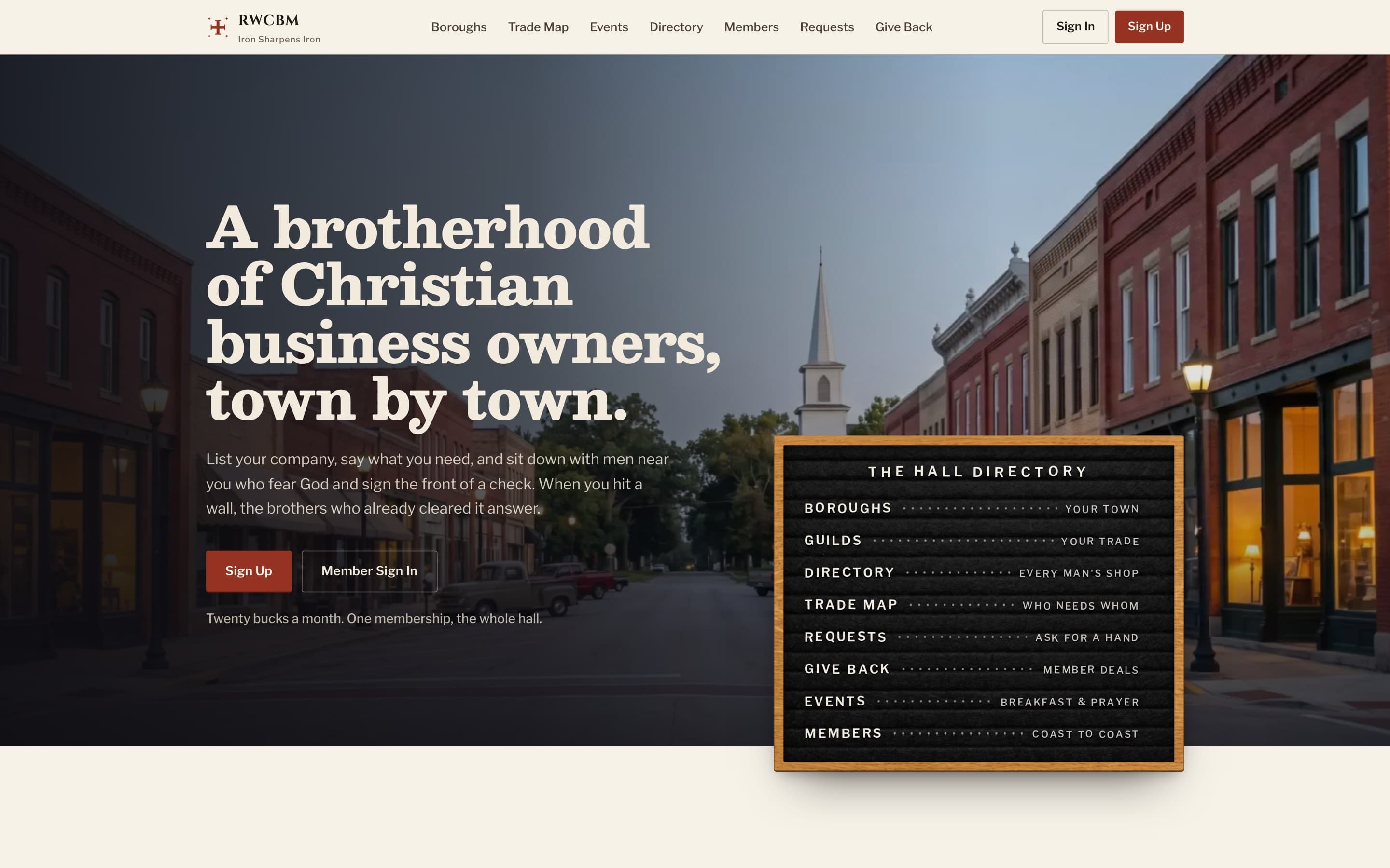 RWCBM: A private hall for Christian business owners, town by town